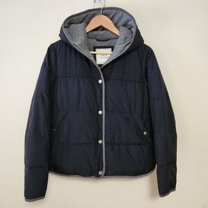 Abercrombie Fleece Lined Puffer Jacket, Navy & Gray - S